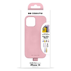 SBS Dėklas & Me Amelie cover in leather effect material for iPhone 14- rožinės spalvos