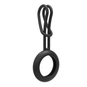 SILICONE ELASTIC CASE KEY RING PENDANT FOR APPLE AIRTAG LOCATOR juodos spalvos
