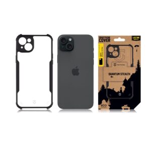 Tactical Quantum Stealth dėklas skirtas Apple iPhone 15 Plus Clear/juodos spalvos