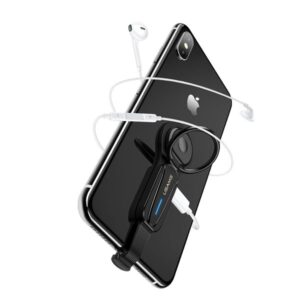 USAMS ADAPTER AU08 2W1 2X LIGTNING LED + RING HOLDER juodos spalvos