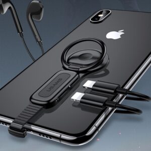 USAMS Adapter AU06 2w1 Lightning - 2 x lightning + ring holder juodos spalvos SJ274LN01 (US-SJ274) - Image 2