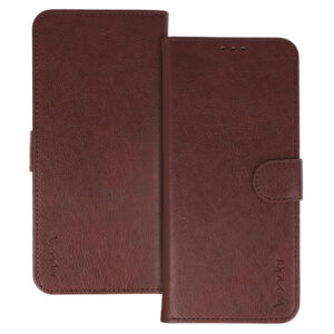 WONDER COMMON Universal Book dėklas (Dydis XL) skirtas Samsung A12/A13 4G/A34 5G/A02S/Xiaomi Redmi 12 4G/12C/Note 12 4G/12 Pro 5G/Oppo A53S/A72/A92 rudos spalvos