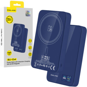 Blavec Power Bank 10000mAh BJ-04 Slim 13,5mm - Type C - 22,5W magnetic Magsafe 3 in 1 (PBBJ04-MC10N) mėlynos spalvos glass