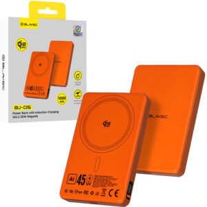 Blavec Power Bank 10000mAh BJ-05 Ultra Fast 16mm - Type C - Qi2.2 25W + PD 45W magnetic induction Magsafe 2 in 1 (PBBJ05-QI22MC10O) oranžinės spalvos aluminum