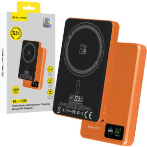 Blavec Power Bank 10000mAh BJ-03 Slim 13,5mm - Type C - 22,5W magnetic Magsafe 3 in 1 (PBBJ03-MC10O) oranžinės spalvos aluminum