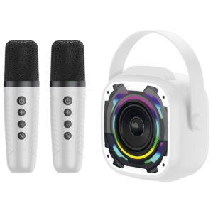 Blavec nešiojama bluetooth kolonėlė WS-08 Karaoke Idol - 8W su 2 mikrofonais (WS08-2MW) baltos spalvos