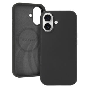 Liavec Silky dėklas su Metal Camera Frame skirtas Apple iPhone 17 juodos spalvos