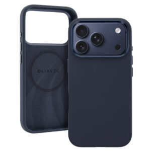 Liavec Silky dėklas su Metal Camera Frame skirtas Apple iPhone 17 Pro mėlynos spalvos