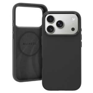 Liavec Silky dėklas su Metal Camera Frame skirtas Apple iPhone 17 Pro Max juodos spalvos