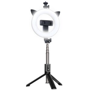 Selfie Stick - with detachable bluetooth remote control, tripod and ring lamp - P40D-3 juodos spalvos - Image 1