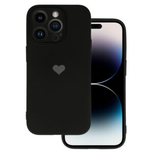 Vennus Silicone Heart Dėklas skirtas Apple iPhone 13 Pro Max design 1 black