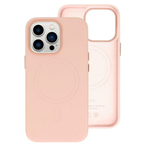 MagSafe Leather Dėklas Apple iPhone 14 Pro Max Light Pink