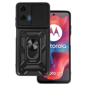 Slide Camera Armor Dėklas for Motorola Moto G04 juodos spalvos