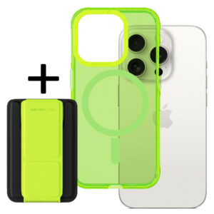 Amazing Thing Titan Pro Neon Mag Wallet Dėklas 10FT IP156.1PTWGN skirtas Apple iPhone 15 Pro green with stand