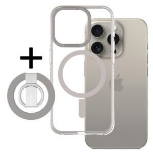 Amazing Thing Titan Pro Mag Ring Grip Dėklas 10FT IP156.7PTRGY skirtas Apple iPhone 15 Pro Max titanium