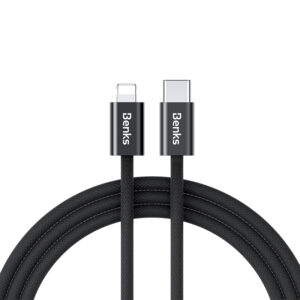 Benks Cable D46 braided - Type C to Lightning - PD 27W 3A 1 metre black - Image 1