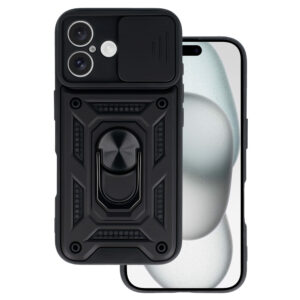 Slide Camera Armor Case for Iphone 16 Plus Black