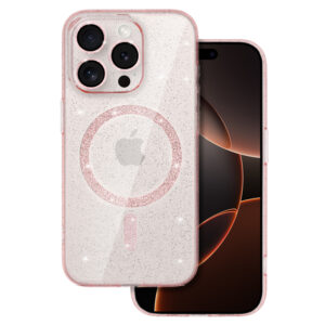 Glitter Magsafe dėklas skirtas Iphone 16 Pro pink clear