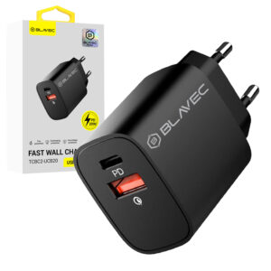 Blavec Wall charger BC-2 - USB + Type C - QC 3.0 PD 20W (TCBC2-UCB20) black - Image 1