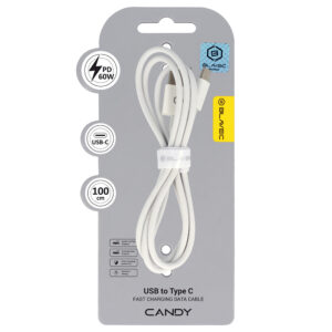 Blavec Cable Candy braided - USB to Type C - PD 60W 3A 1 metre Apple CarPlay/Android Auto (CCA-UC3W10) white