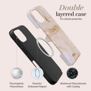 MIO Gold Marble Magsafe Compatible skirtas Apple iPhone Pro - Image 2