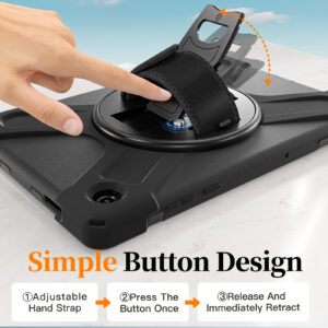 JM Rugged Case Grip, skirtas Samsung Galaxy Tab A11+, su dirželiu, juodas - Image 3