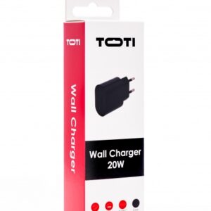 SEEK TOTI 20W Type-C PD nešiojamas sieninis greitasis įkroviklis, juodas