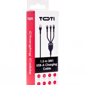 SEEK TOTI USB A į microUSB/Type-C/Lightning, 1,5 m pintas laidas 2A (be MFI), juodas - Image 2