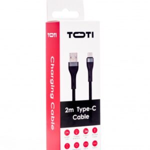 SEEK TOTI USB A į Type-C, 2m pintas laidas 3A, juodas