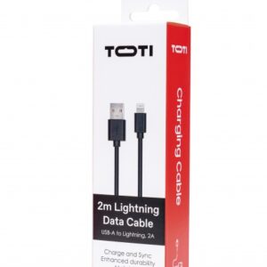 SEEK TOTI USB-A į Lightning, 2m PVC duomenų kabelis 2A (ne MFI), juodas