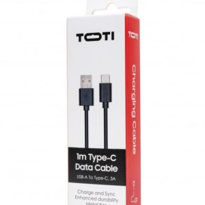 SEEK TOTI USB-A į Type-C, 1m PVC duomenų kabelis 3A, juodas