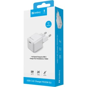 SANDBERG USB-C AC Charger PD20W Įkrovėjas | White, 20W
