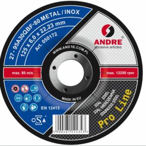ANDRE ŠLIFAVIMO DISKAS METALUI 125 x 6,0mm METAL/INOX PRO LINE 95A30QBF