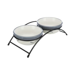 TRIXIE  Dubenėlių kompl., keramika-metal., 2x0.3 l, ø 12 cm-26x7x14 cm, balta-mėlyna