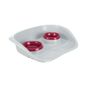 TRIXIE Dubenėlių kompl. su padėklu, plastikas, 0.25 l/9cm, 0.3 l/11cm 46x11x30cm pilka/įv.
