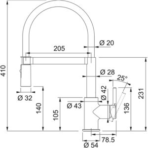 Virtuvinis maišytuvas Franke Lina Semi Pro, juodas/chromas, 115.0626.085 - Image 2