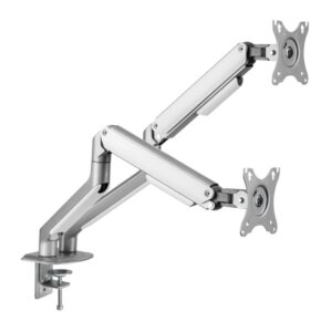 White Shark NEFERITES II, Desktop Mount for 2 Monitors, Silver (GMS-3208)