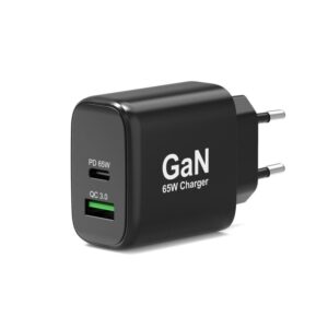 PORT CONNECT GaN Charger for USB-C and USB-A, 65 W, Black
