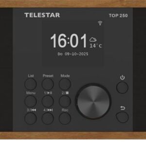 Telestar TOP250 stereo internet/DAB+/FM radio, Bluetooth, USB recording, Wi-Fi, CZ OSD menu, wood