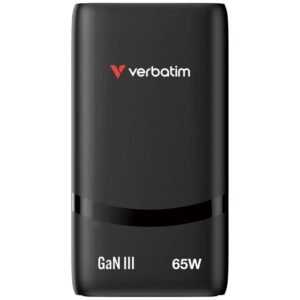 Verbatim GaN Travel Charger Fold 'n' Go 65W, 2×USB-C PD EU Plug, Black