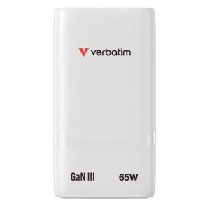 Verbatim GaN Travel Charger Fold 'n' Go 65W, 2×USB-C PD EU Plug, White