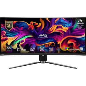 LCD Monitor|MSI|34"|Curved/21 : 9|Panel QD-OLED|3440x1440|21:9|175Hz|Matte|0.03 ms|Swivel|Height adjustable|Tilt|Colour Black|MAG341CQPQD-OLED