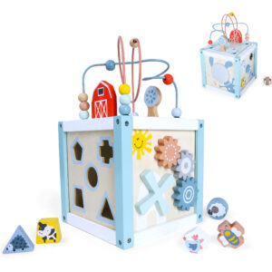 Medinis edukacinis kubas-rūšiuoklis + kaladėlės ECOTOYS