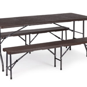 Maitinimo rinkinys 180 cm banketinis stalas + 2 suolai, rudas – MultiGarden