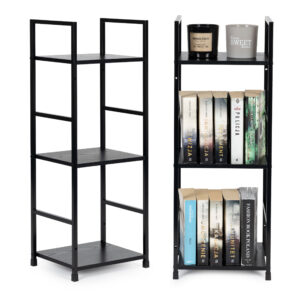 Moderni medinė lentyna, metalinis rėmas LOFT, 3 lentynos, juoda ModernHome