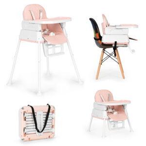 Sulankstoma vaikiška maitinimo kėdutė 3-in-1, rožinė, ECOTOYS
