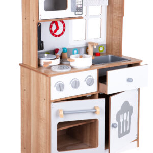 Medinė žaislinė virtuvėlė vaikams su papildomais priedais, ECOTOYS