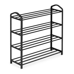Metalinis batų stovas, 4 lentynos, 12 porų batų, juodas ModernHome