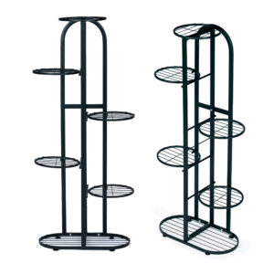 Modernus metalinis gėlių stovas 6 pakopų augalų lentyna juodas ModernHome