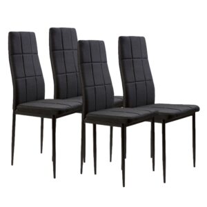 Minkštos kėdės valgomajam ir svetainei, 4 vienetų komplektas, juodos spalvos, ModernHome